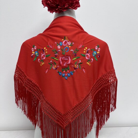 Mantoncillo Para Niñas Con Flores de Colores Rojo.