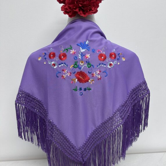 Mantoncillo Para Niñas Con Flores de Colores Malva.